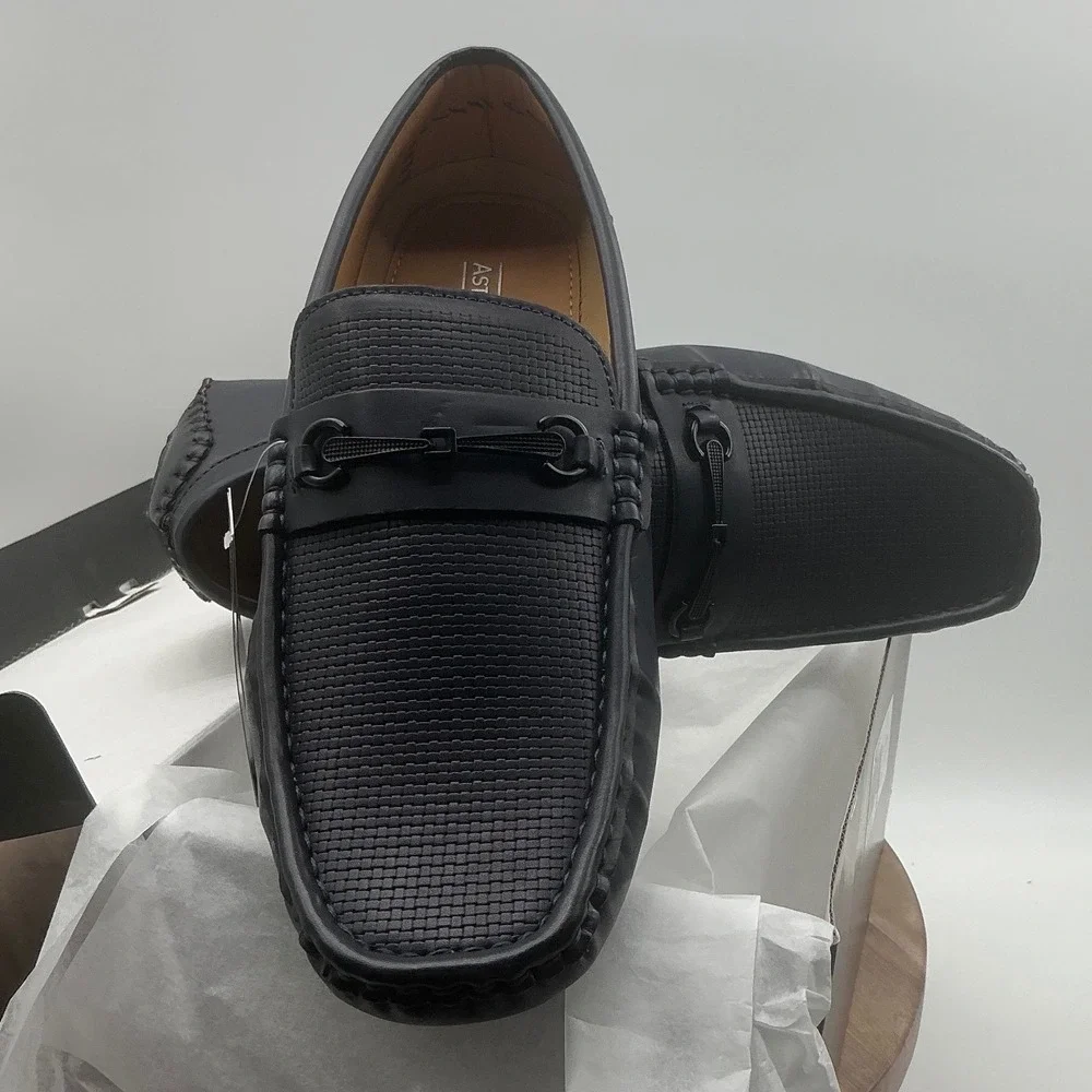 Aston Marc Mens Drive-01 Navy Blue Bit Loafer Driving Shoes H-7023 Size 10.5